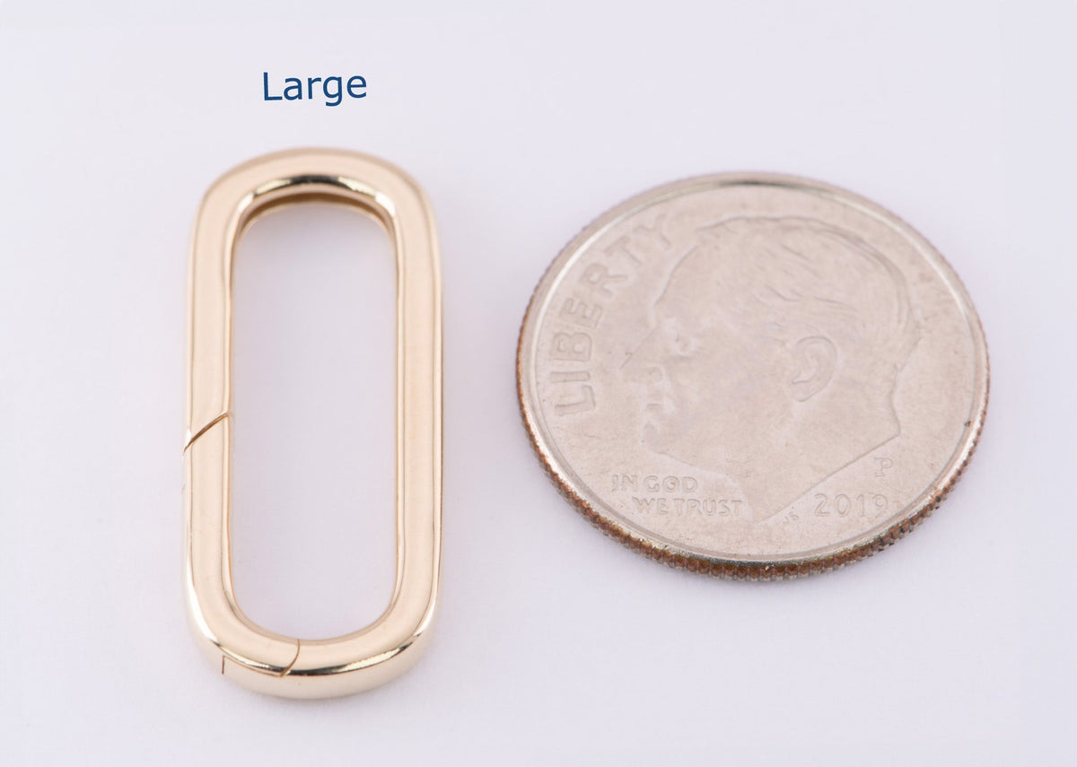 Push Gate Long Rectangle 14K Gold Pendant Holder Large and Medium M4012 Aurora Designer