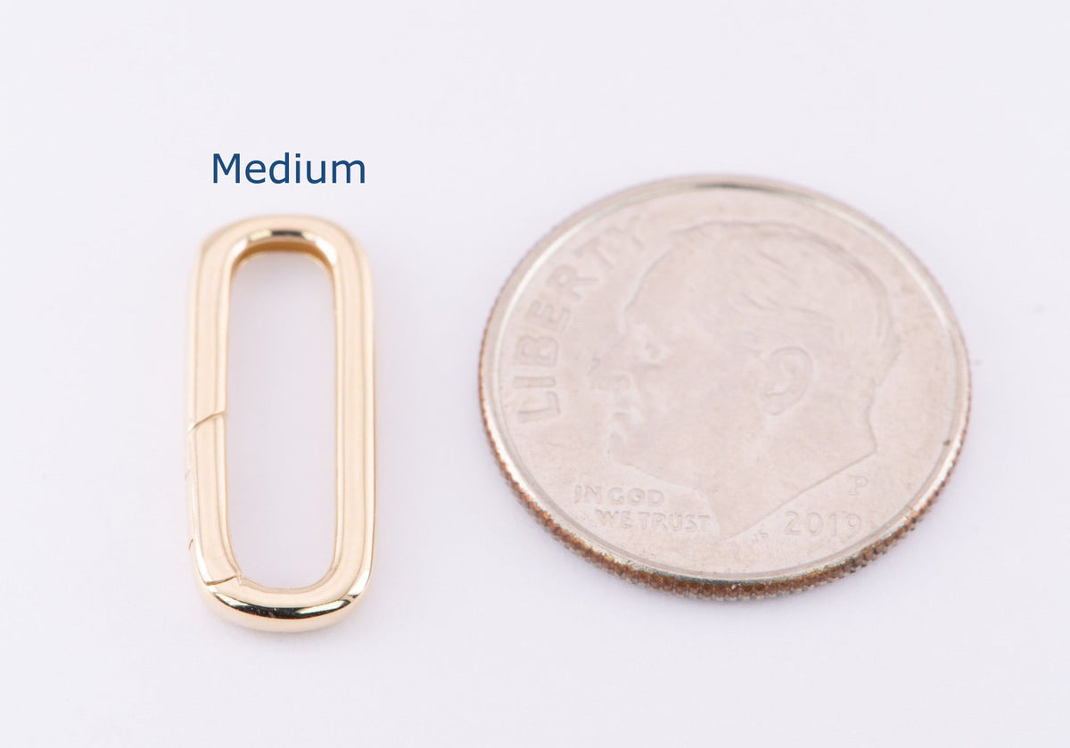 Push Gate Long Rectangle 14K Gold Pendant Holder Large and Medium M4012 Aurora Designer