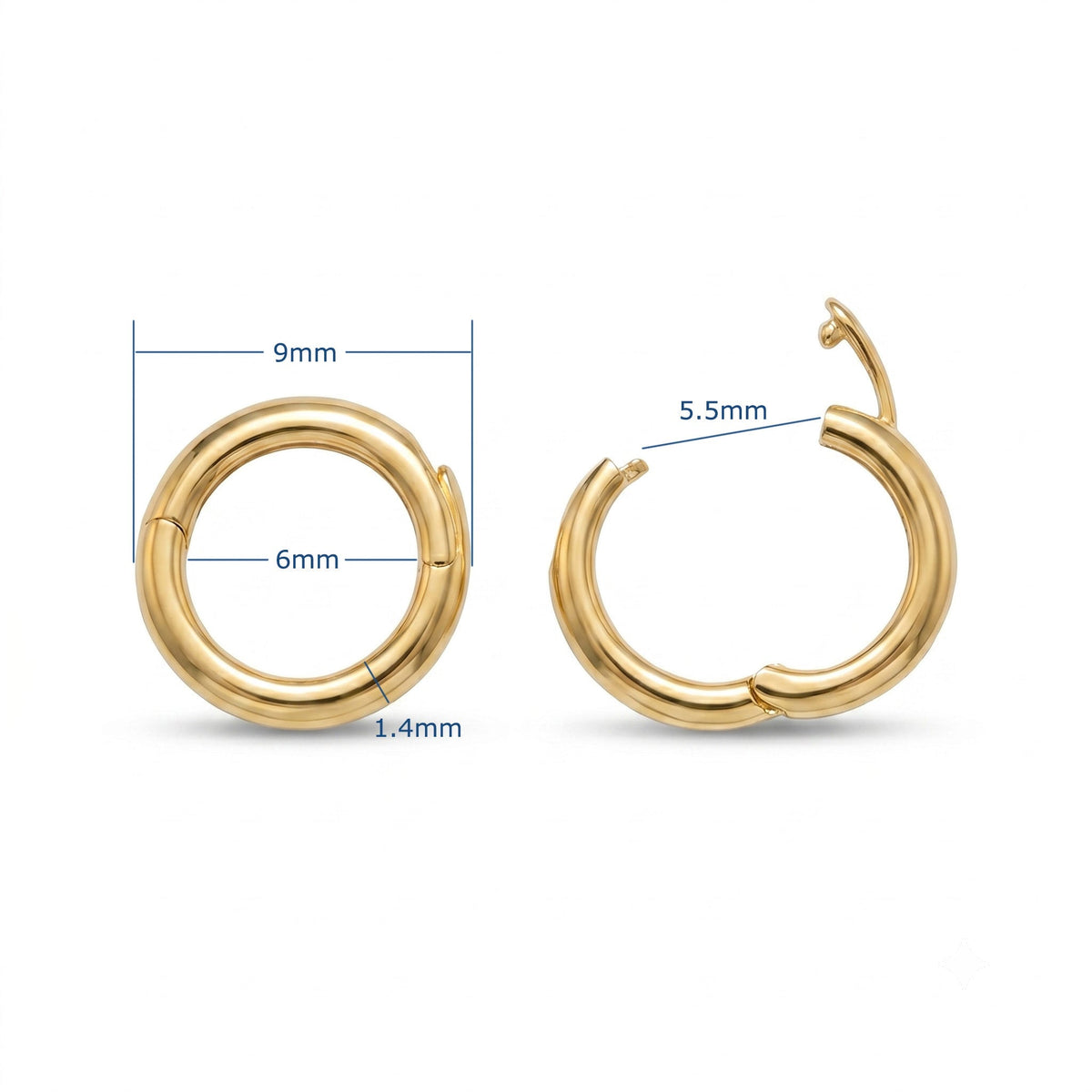 Small Circle 9mm 14K Gold Charm Holder with Hidden Safety Latch M4025 Aurora Designer