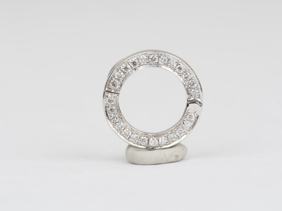 9mm Circle Charm Holder with Diamond Pave 18K Gold M4027 Aurora Designer