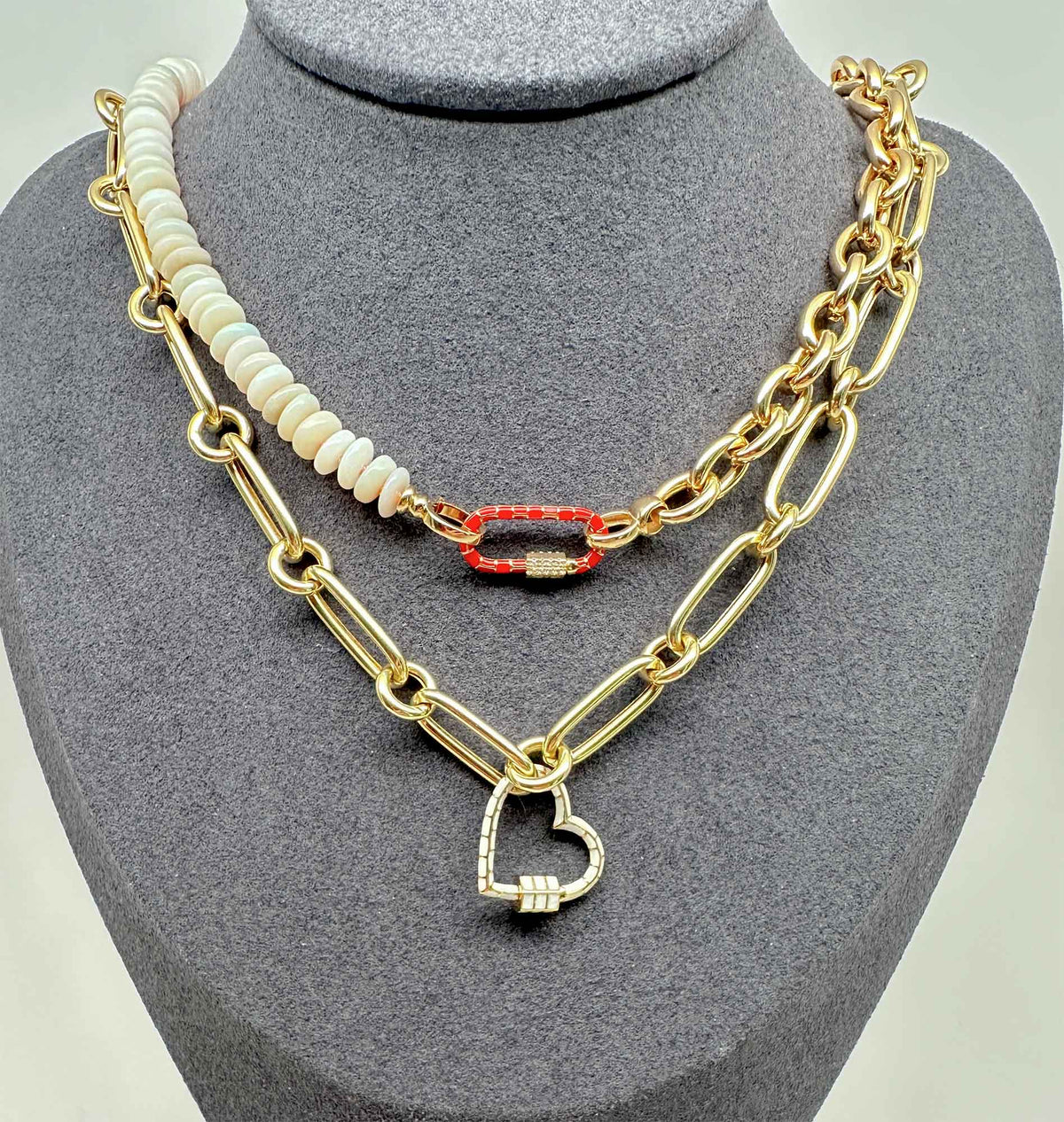 14K Gold Mixed Link Chain Necklace 18" 24" 1-Round Link R4588 Aurora Designer