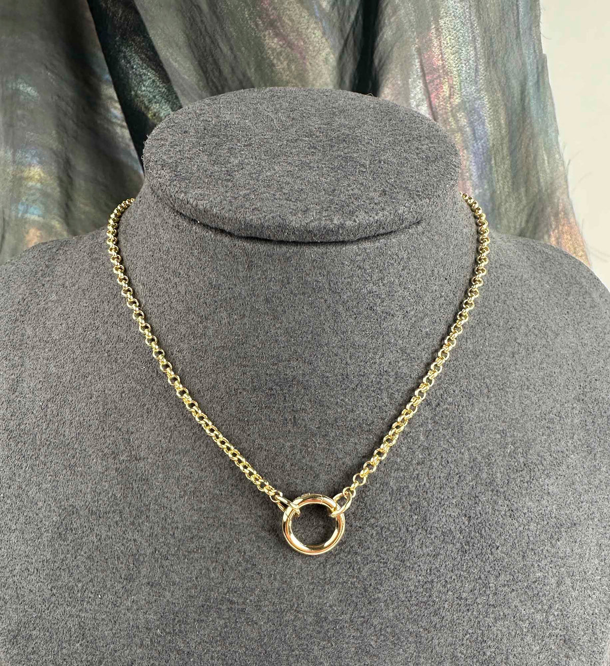 14K Gold 2.3mm Rolo Chain Link Necklace with Push Gate Connector 16" 3g+ M4060 Aurora Designer