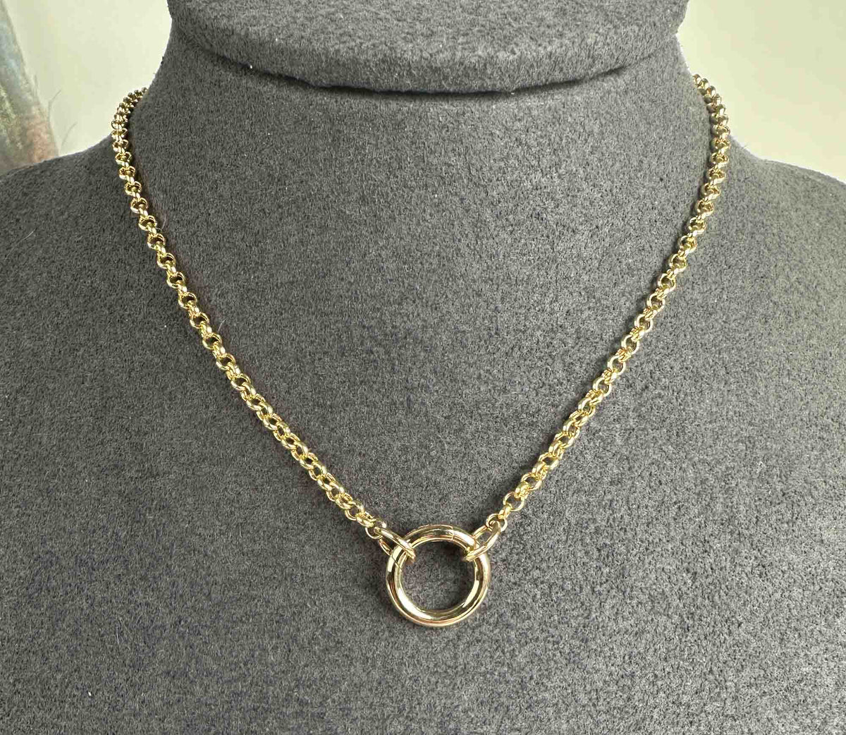 14K Gold 2.3mm Rolo Chain Link Necklace with Push Gate Connector 16" 3g+ M4060 Aurora Designer
