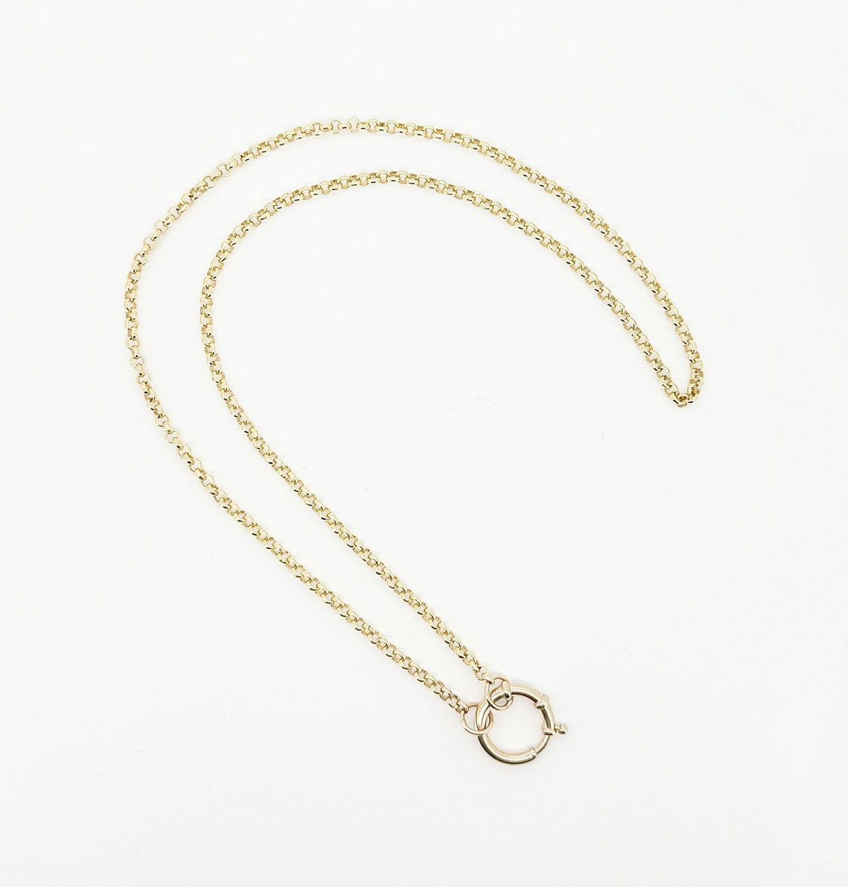 14K Gold 2.3mm Belcher Rolo Chain Link Necklace Aurora Designer