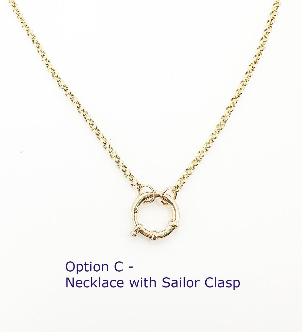 14K Gold 2.3mm Belcher Rolo Chain Link Necklace Aurora Designer