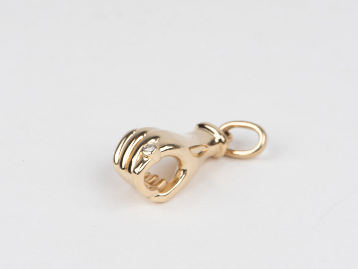 14K Gold Hand Loop Charm Holder Diamond Ring on Index Finger M4067 Aurora Designer