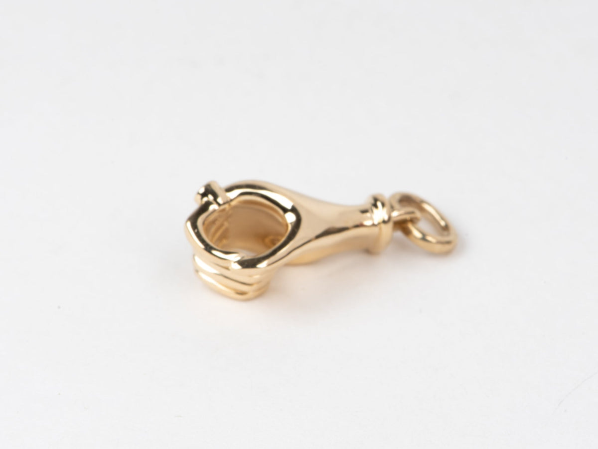 14K Gold Hand Loop Charm Holder Diamond Ring on Index Finger M4067 Aurora Designer