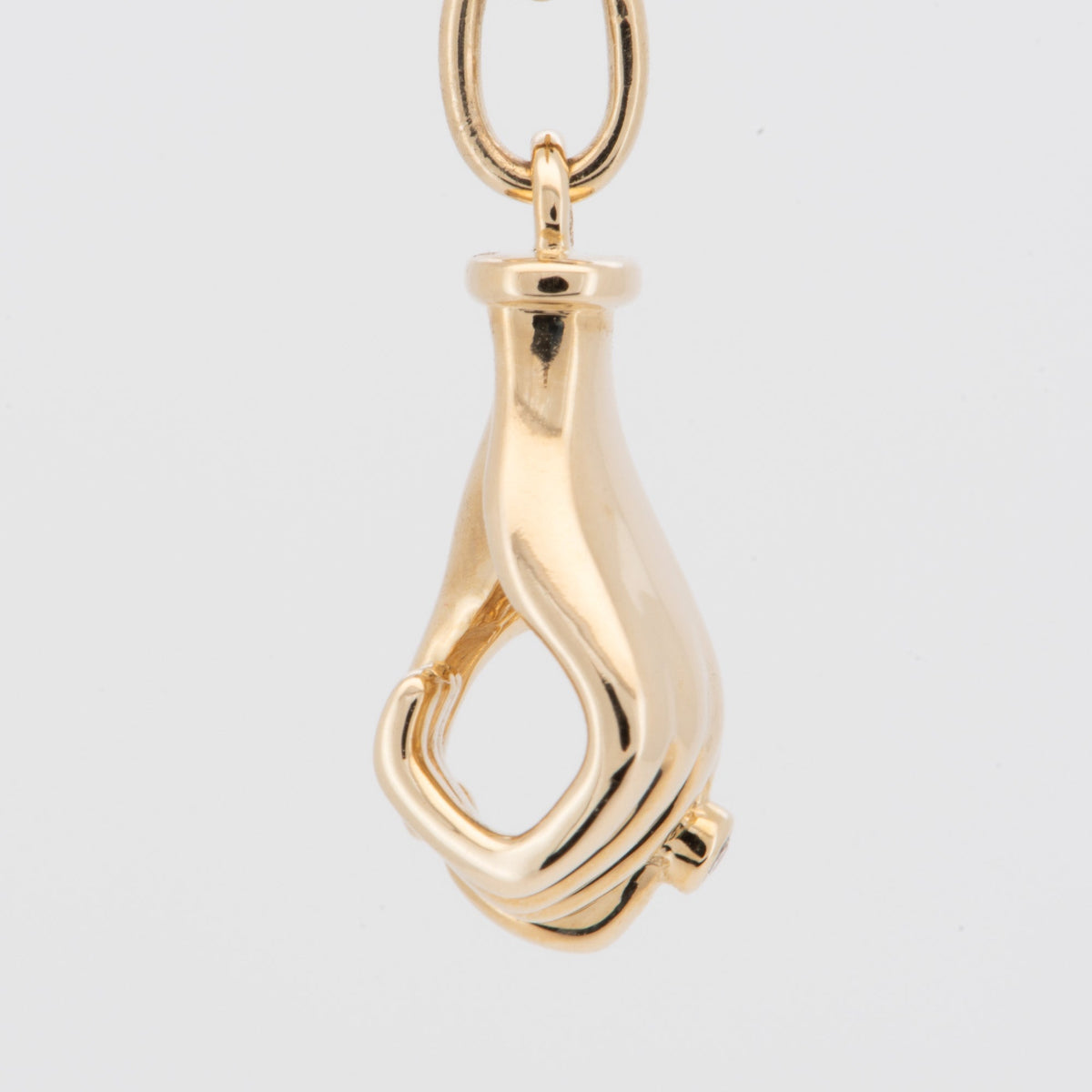 14K Gold Hand Loop Charm Holder Diamond Ring on Index Finger M4067 Aurora Designer