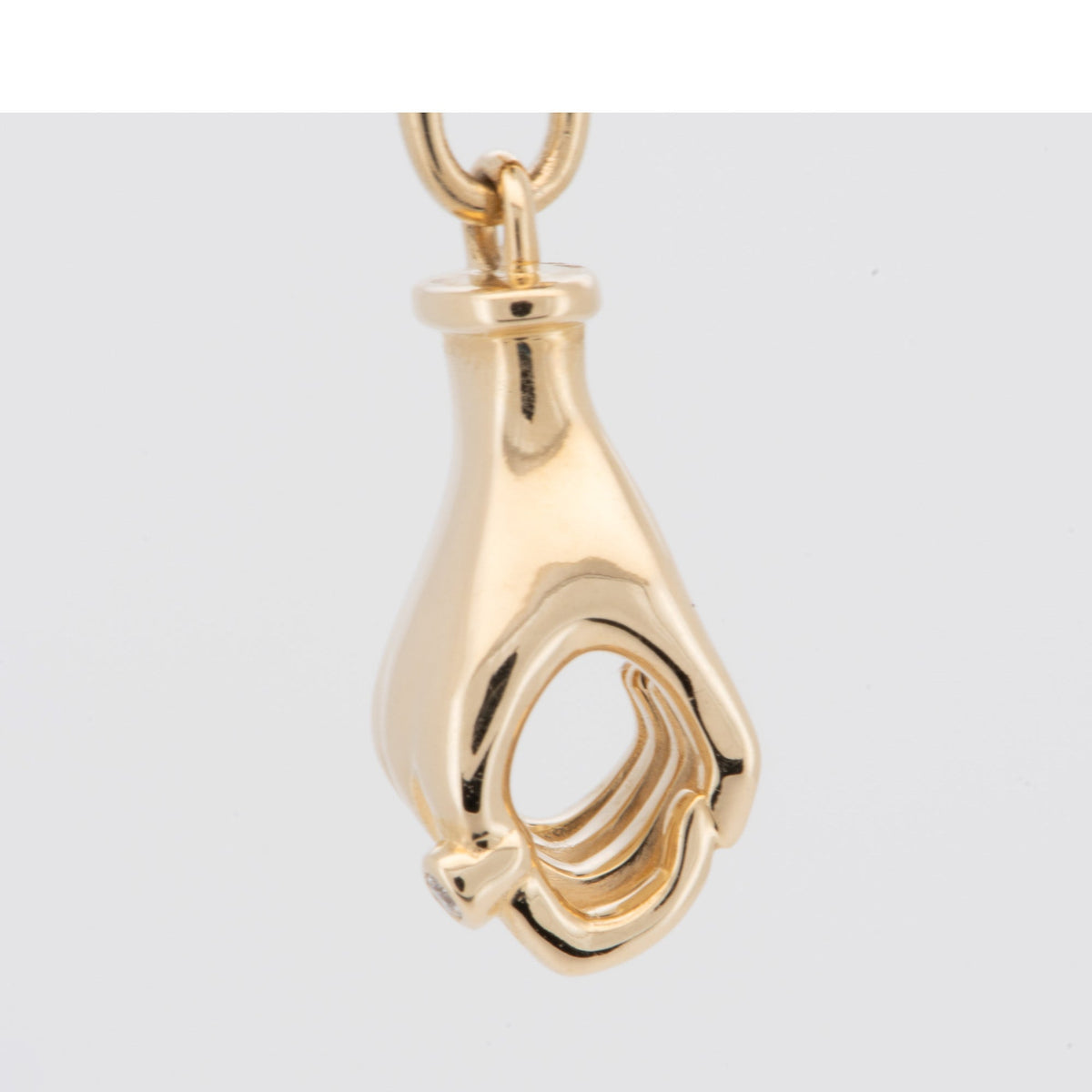 14K Gold Hand Loop Charm Holder Diamond Ring on Index Finger M4067 Aurora Designer