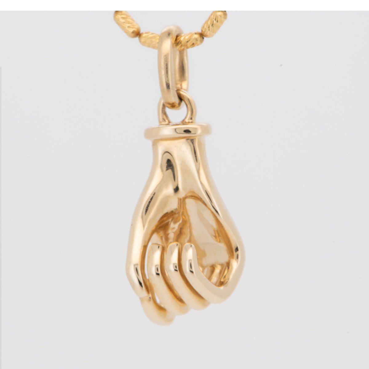 14K Gold Hand Loop Charm Holder Diamond Ring on Index Finger M4067 Aurora Designer