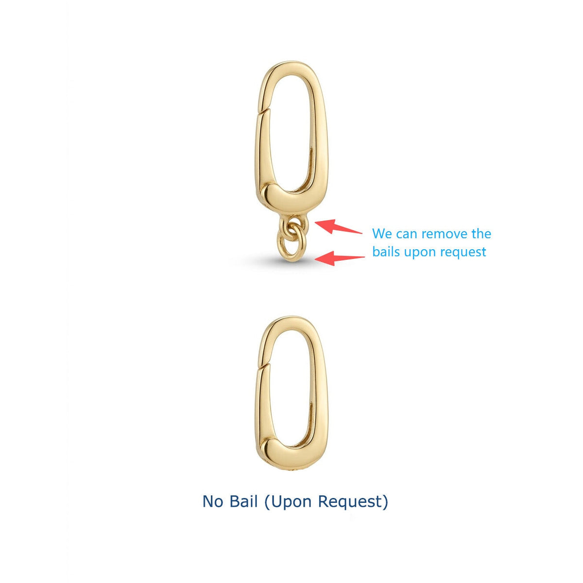 14K Gold Small Rectangle Push Gate Charm Holder Aurora Designer