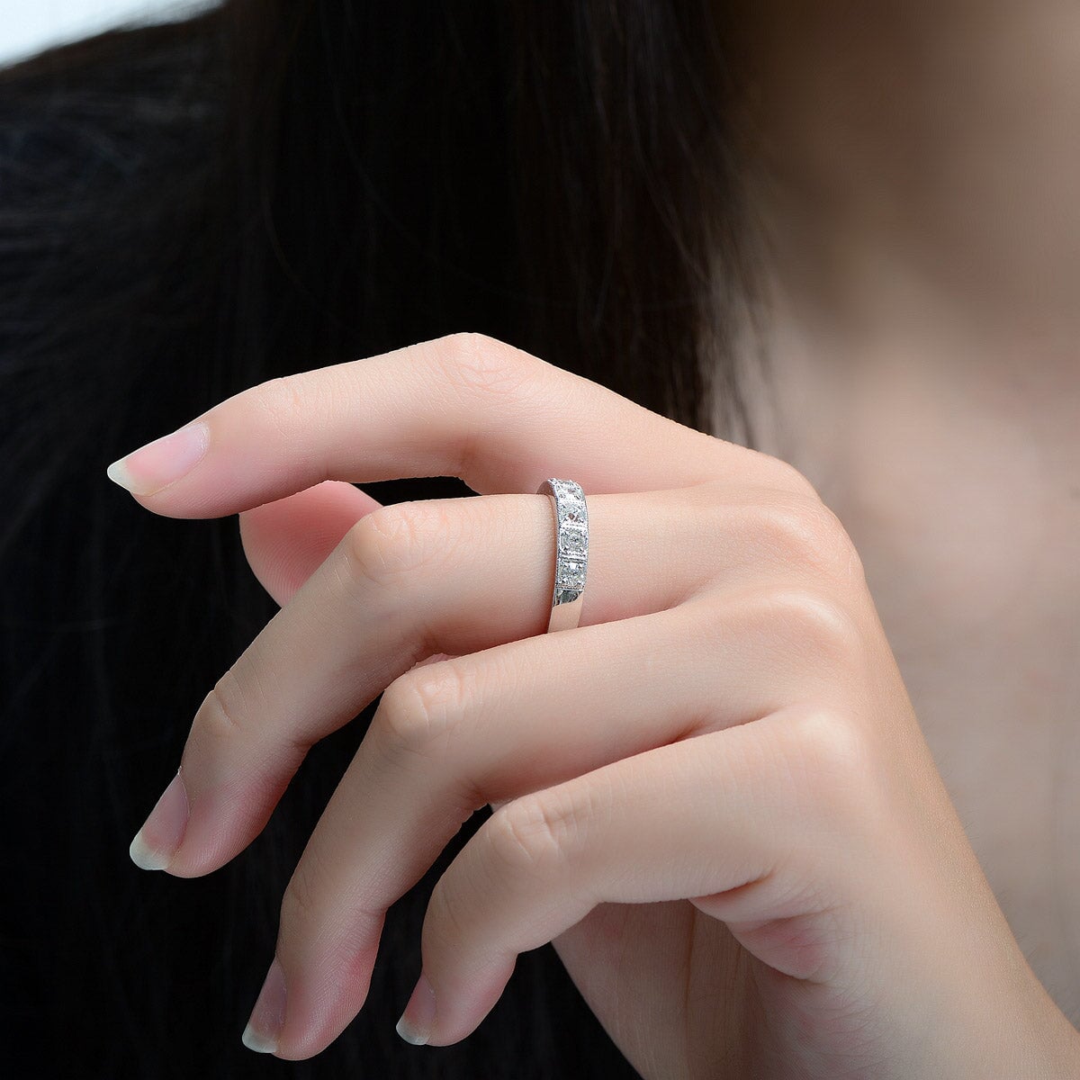 3.5mm Wide Vintage-Inspired 14K Gold Wedding Band with Old Mine Cut Diamond OOAK Alternative Bride Unique Ring Bridal Jewelry M5037 Aurora Designer