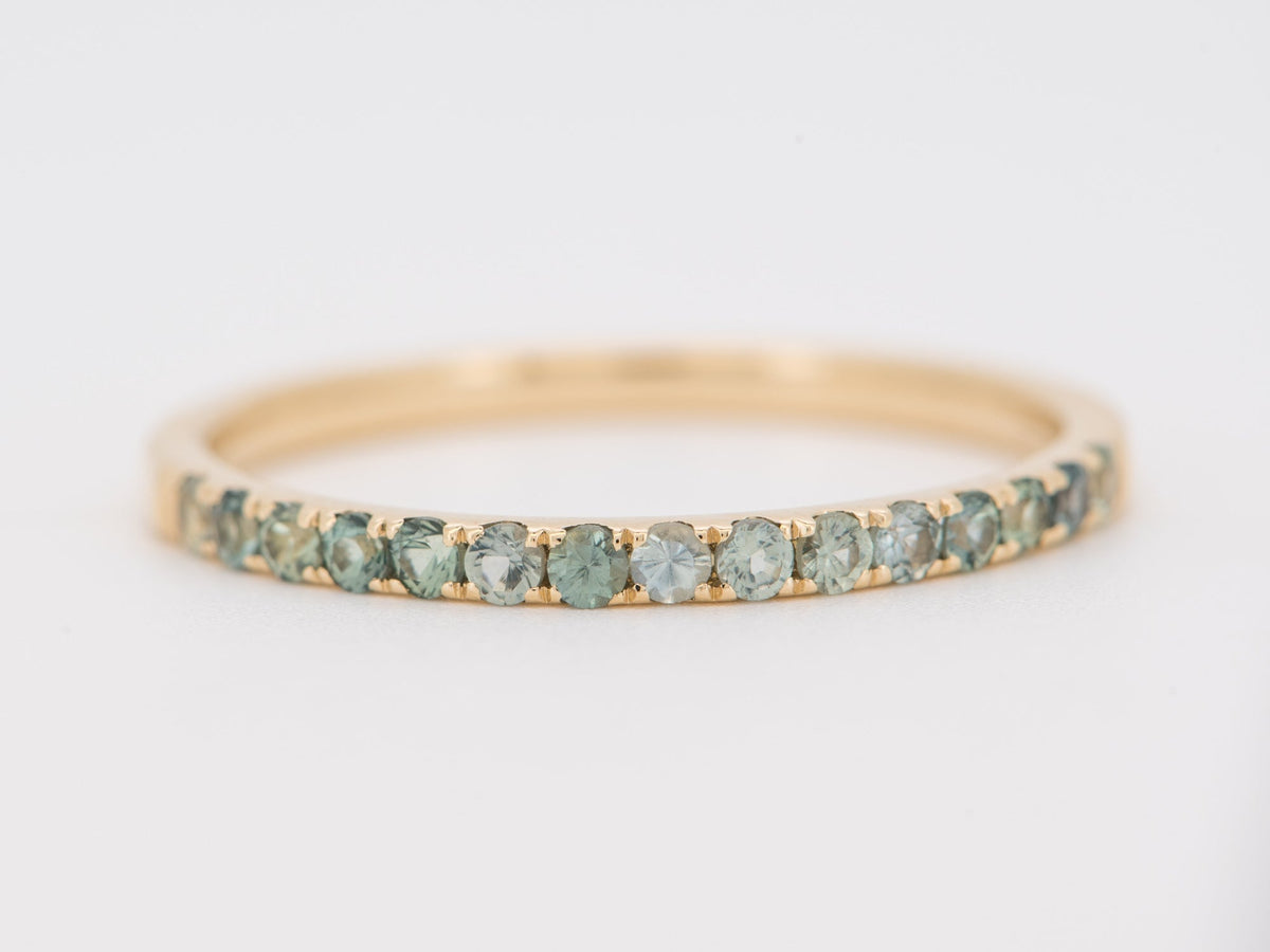 1.5mm Montana Sapphire Wedding Band 14K Gold Half Eternity Wedding Ring M5094 Aurora Designer
