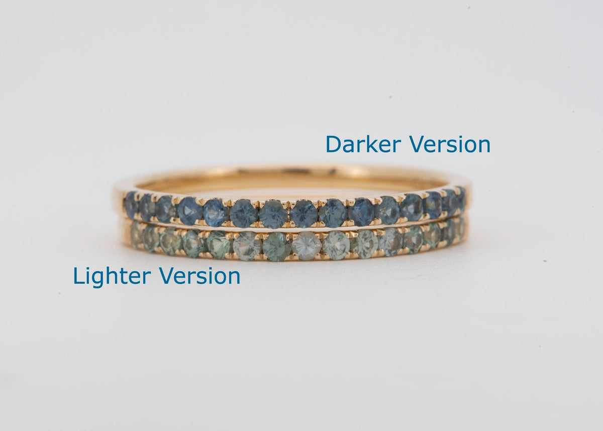 1.5mm Montana Sapphire Wedding Band 14K Gold M5094 Aurora Designer