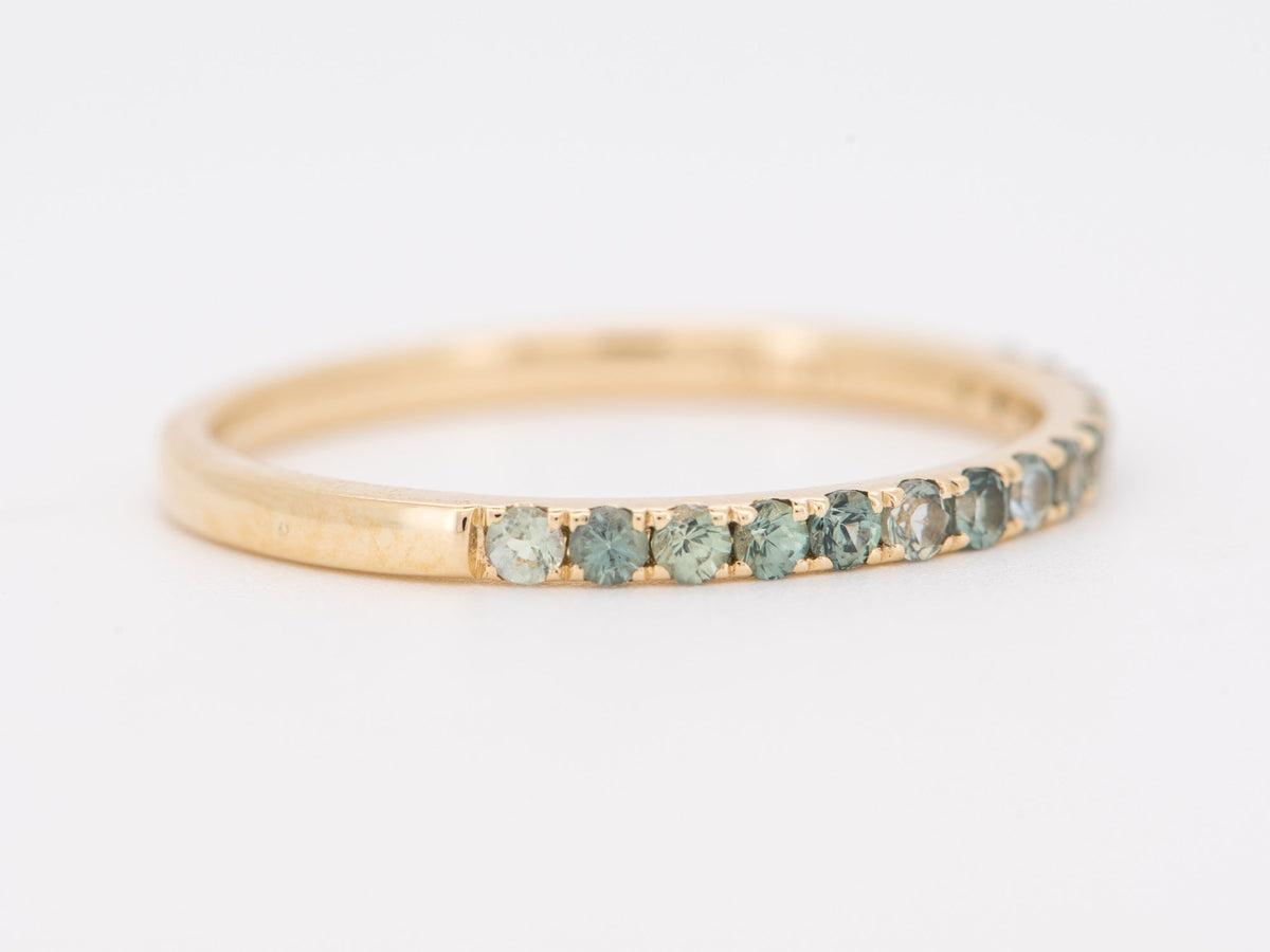 1.5mm Montana Sapphire Wedding Band 14K Gold Half Eternity Wedding Ring M5094 Aurora Designer