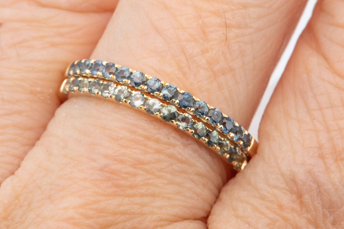1.5mm Montana Sapphire Wedding Band 14K Gold M5094 Aurora Designer