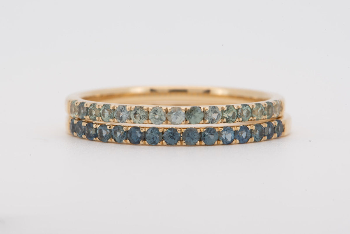 1.5mm Montana Sapphire Wedding Band 14K Gold M5094 Aurora Designer