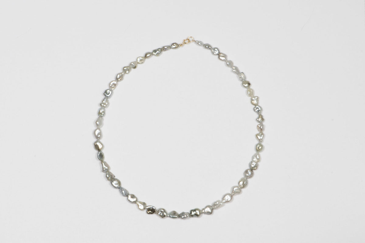 South Sea Tahitian Keshi Pearl Necklace with 14K Gold Spring Ring Clasp P1055 Aurora Designer