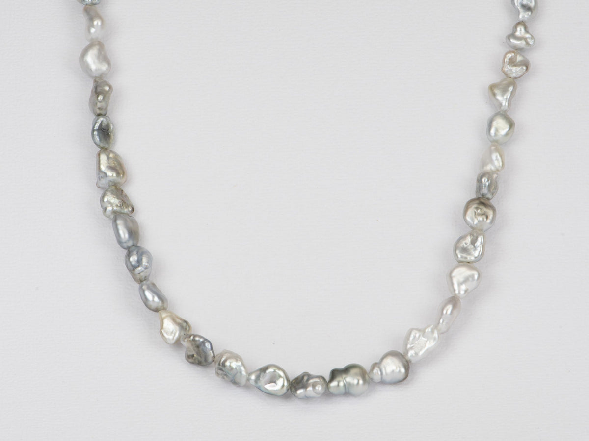 South Sea Tahitian Keshi Pearl Necklace with 14K Gold Spring Ring Clasp P1055 Aurora Designer