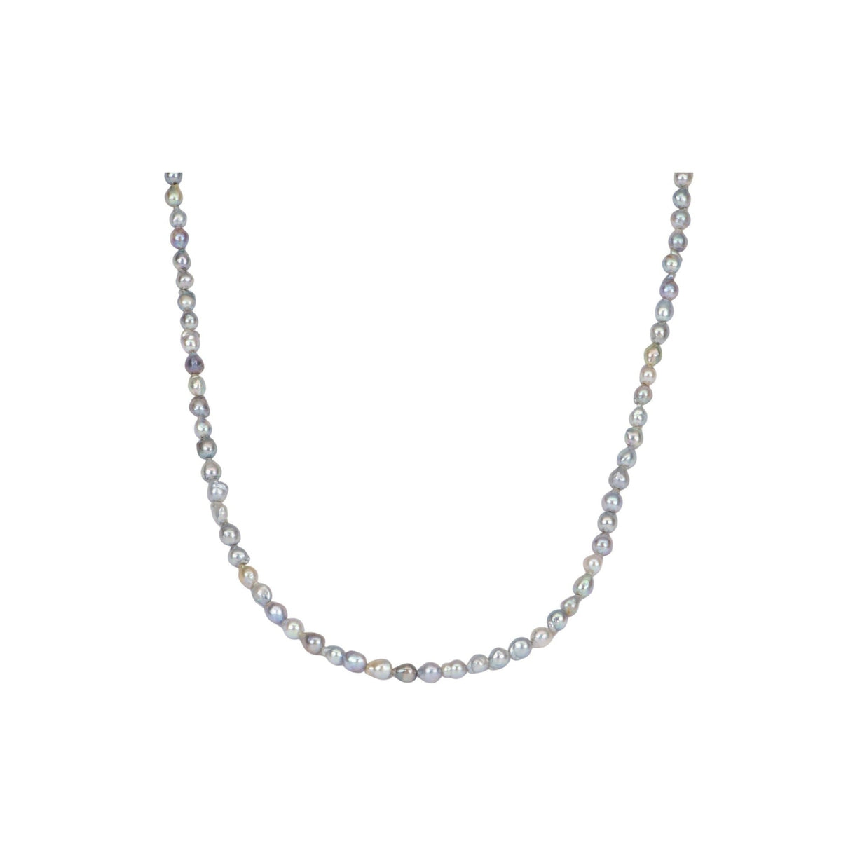 3-4mm Darker Blue Gray Akoya Keshi Pearl Necklace with 14K Gold Clasp P1057 Aurora Designer