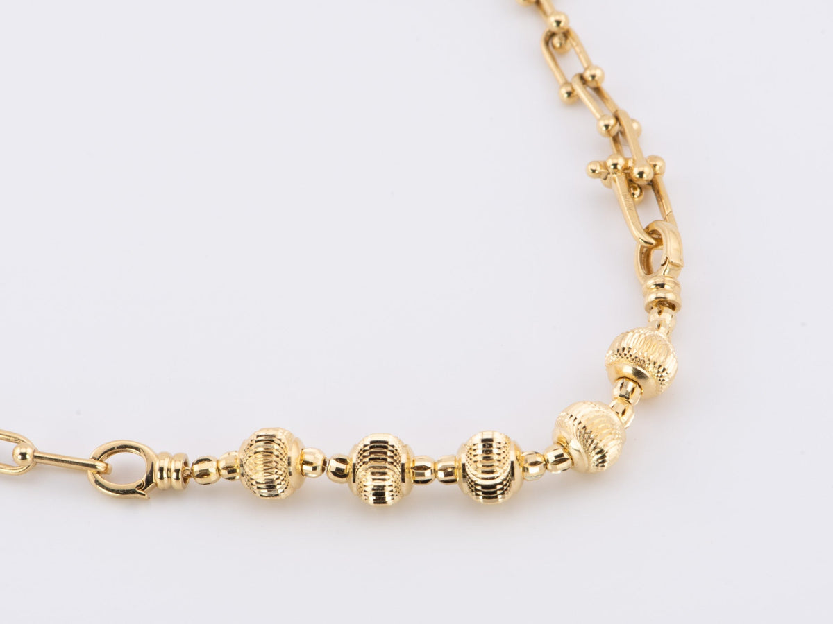18K Gold Extension Chain Glitter Bead 3.21g R2055 Aurora Designer