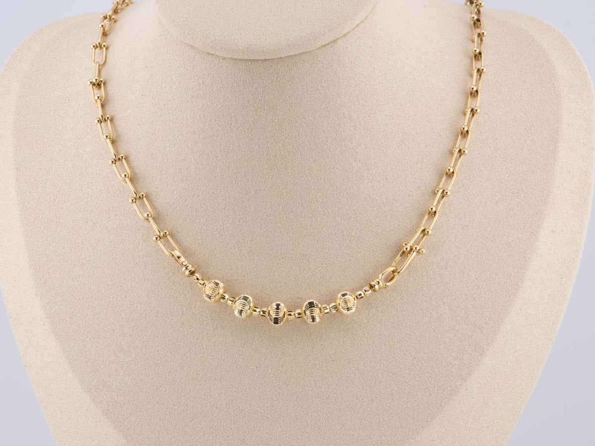 18K Gold Extension Chain Glitter Bead 3.21g R2055 Aurora Designer