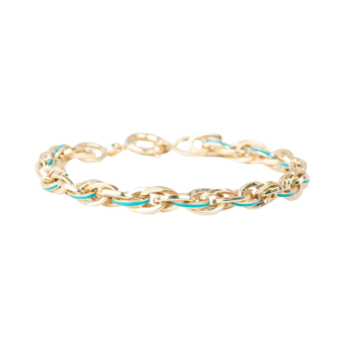 Mixed Link Bracelet with Bright Enamel 14K Gold 7.48-7.69g R2059 Aurora Designer