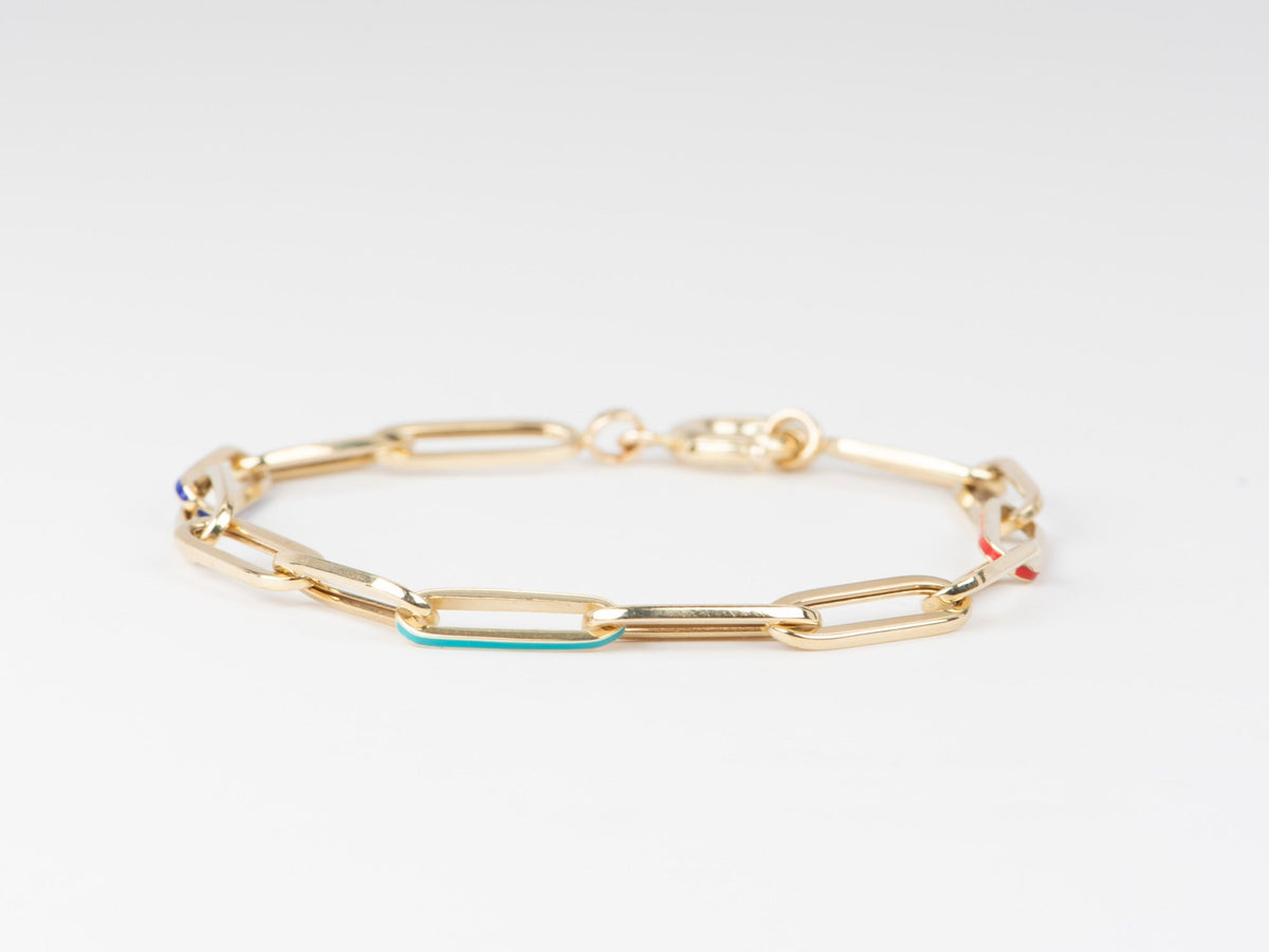 Paperlink Bracelet with Mixed Enamel 14K Gold 4.48-4.73g R2061 Aurora Designer
