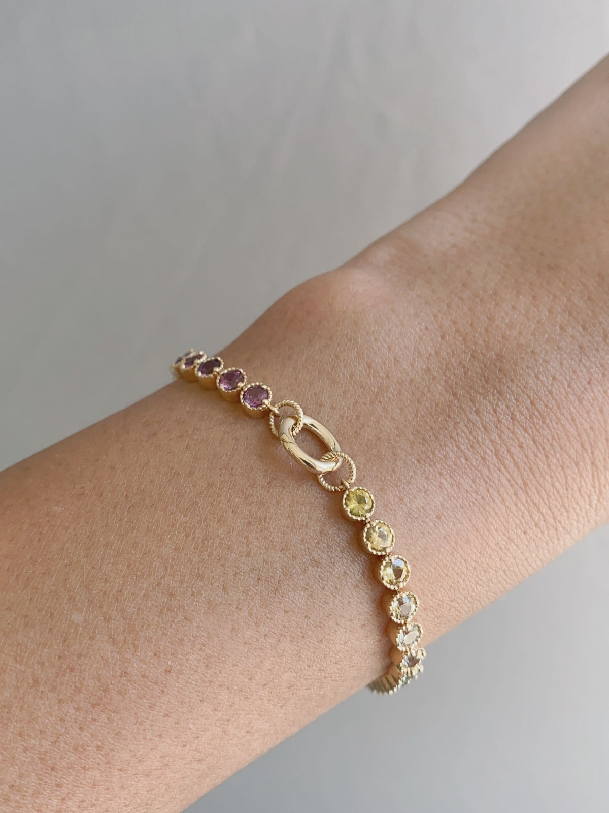 3mm Rainbow Sapphire Bracelet 14K Gold Convertible as Necklace R2069 Aurora Designer