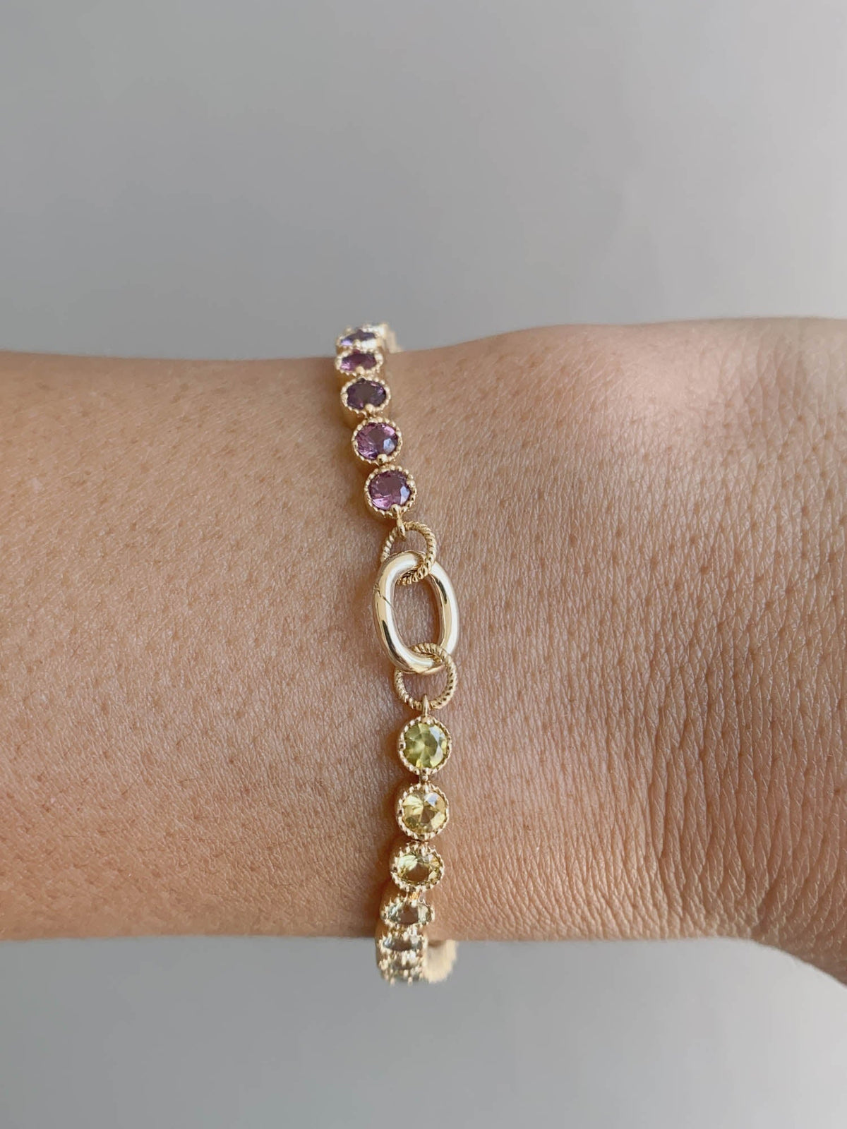 3mm Rainbow Sapphire Bracelet 14K Gold Convertible as Necklace R2069 Aurora Designer