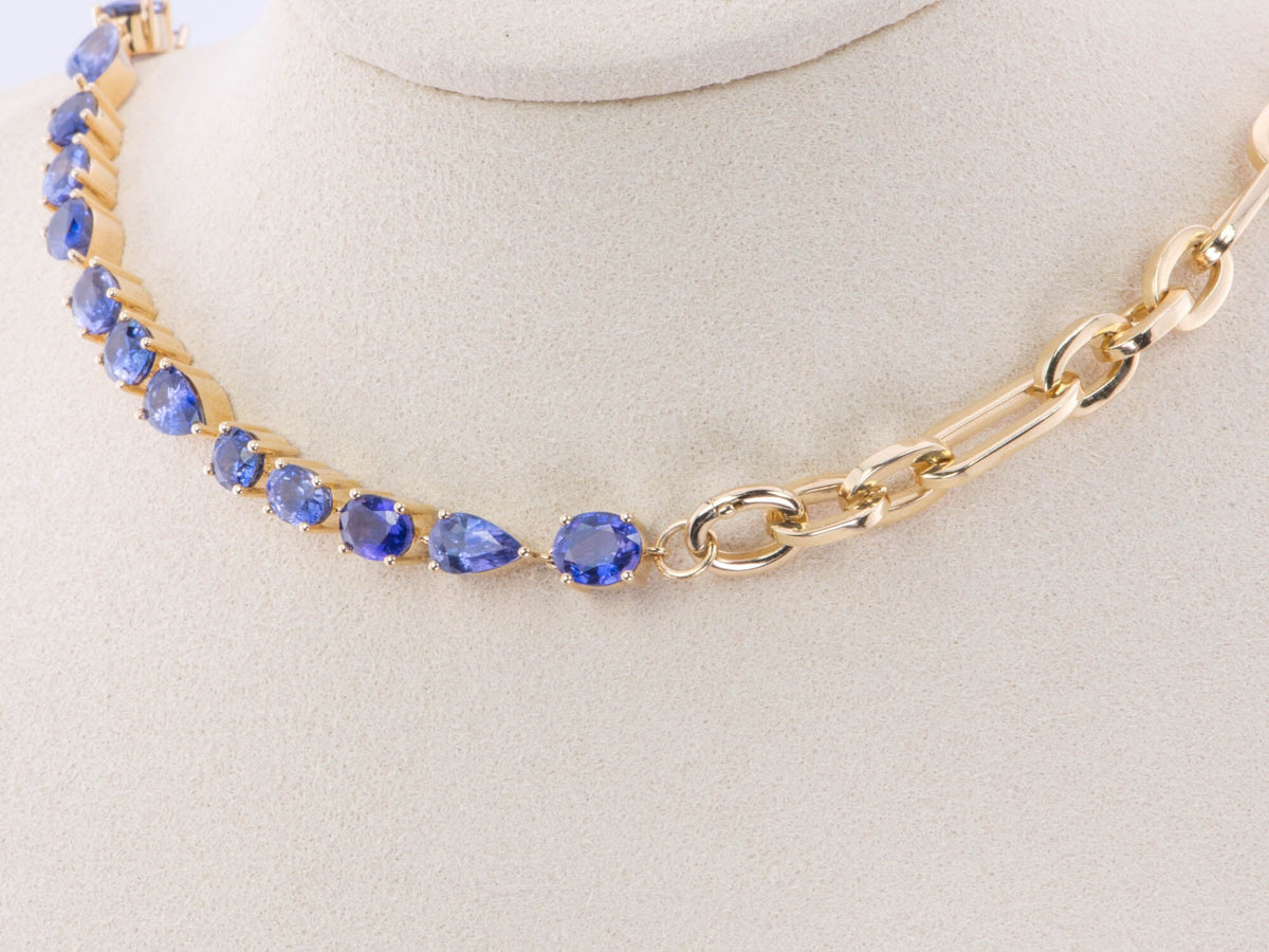 Mixed Paperclip Link Chain Necklace 18K Gold 15.5g R4449 Aurora Designer