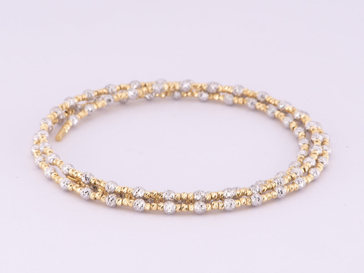 18K Gold Dual Tone White and Yellow Gold Flexi Bangle Bracelet 4.71g R2071 Aurora Designer