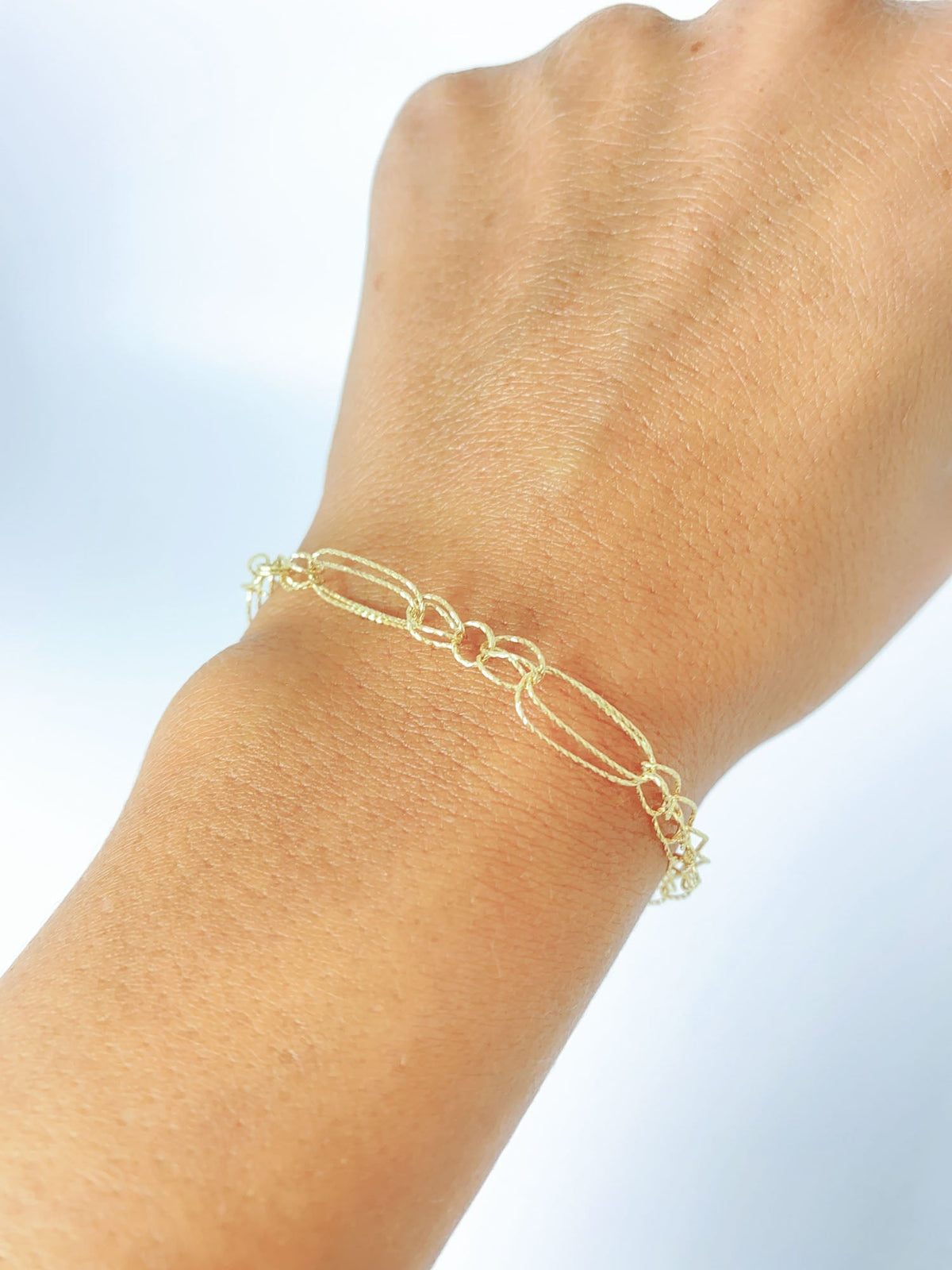 7.5" 14K Gold Diamond Cut Loop-in-Loop Special Link Bracelet R2076 Aurora Designer