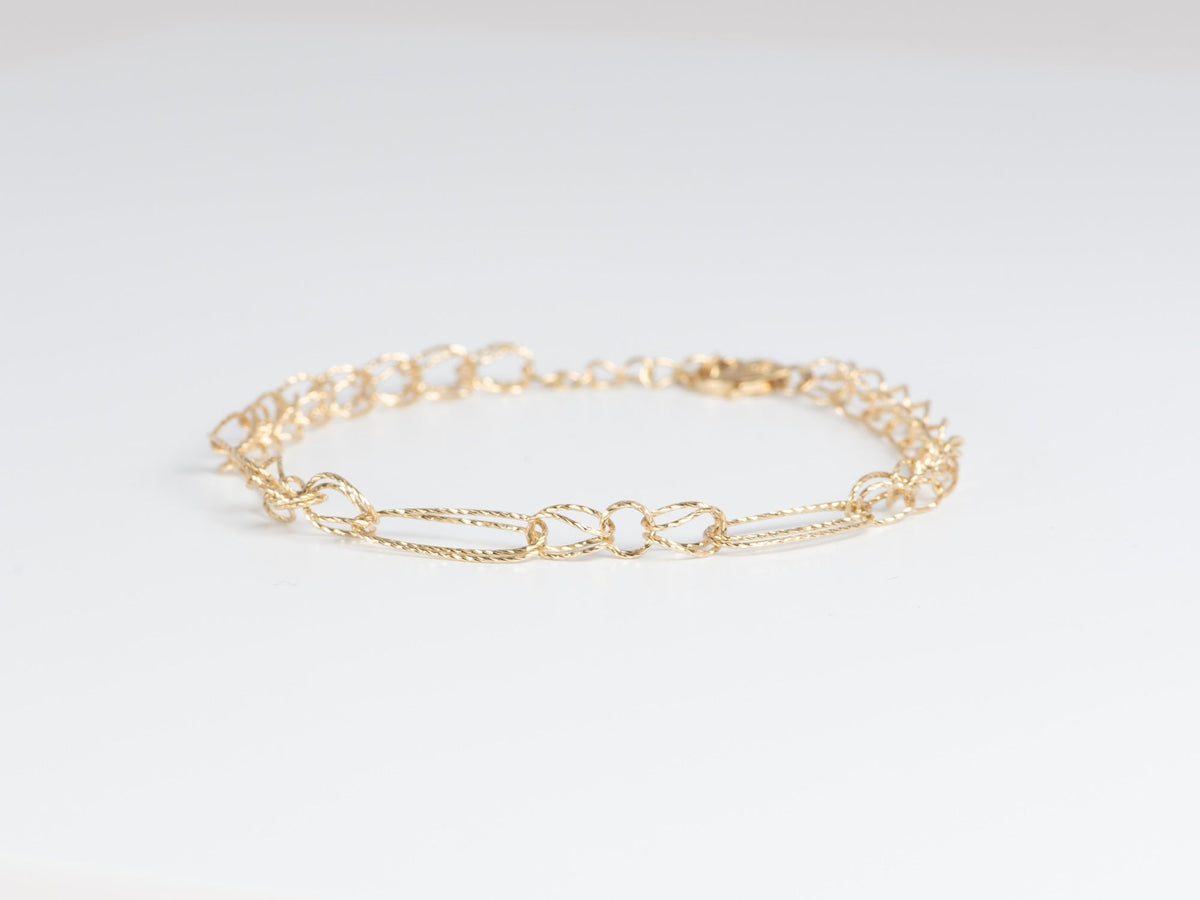 7.5" 14K Gold Diamond Cut Loop-in-Loop Special Link Bracelet R2076 Aurora Designer