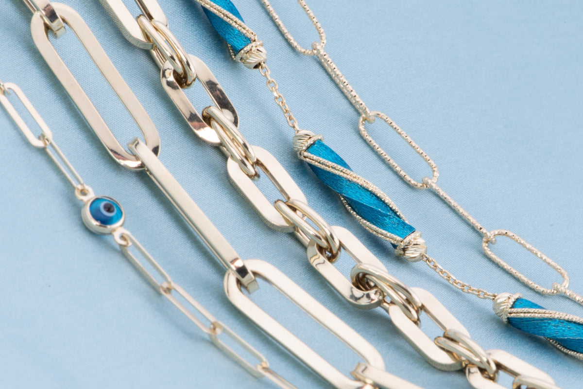 7&quot; 14K Gold Bracelet Diamond Cut and Bright Blue Enamel Spiral Links 4.57g R2083 Aurora Designer