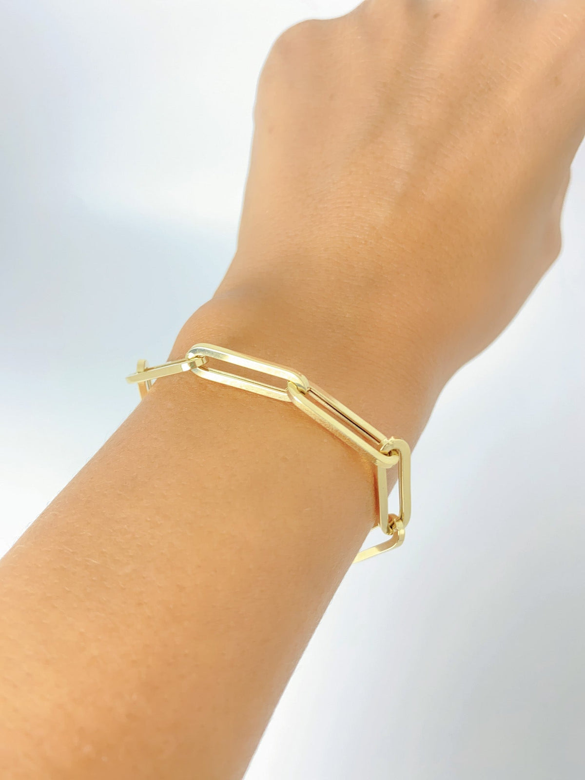 8" 14K Gold Large Paperclip Link Bracelet 6.89g R2081 Aurora Designer