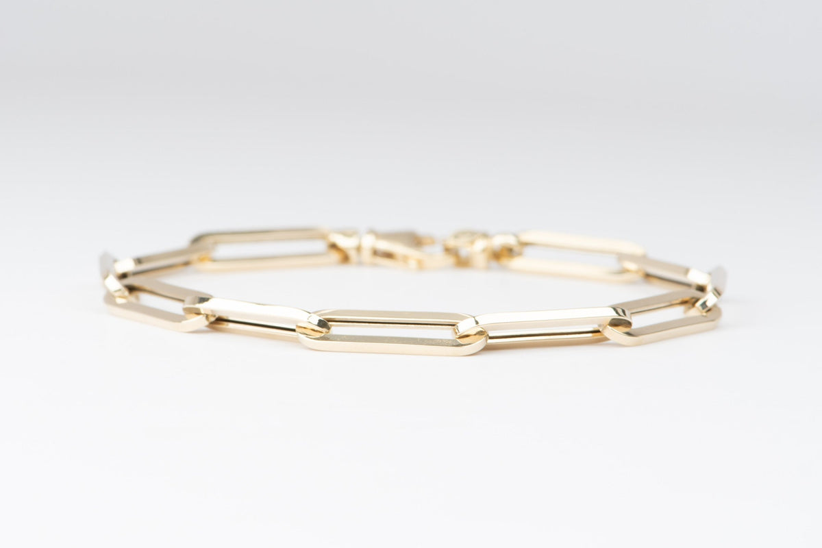 8" 14K Gold Large Paperclip Link Bracelet 6.89g R2081 Aurora Designer