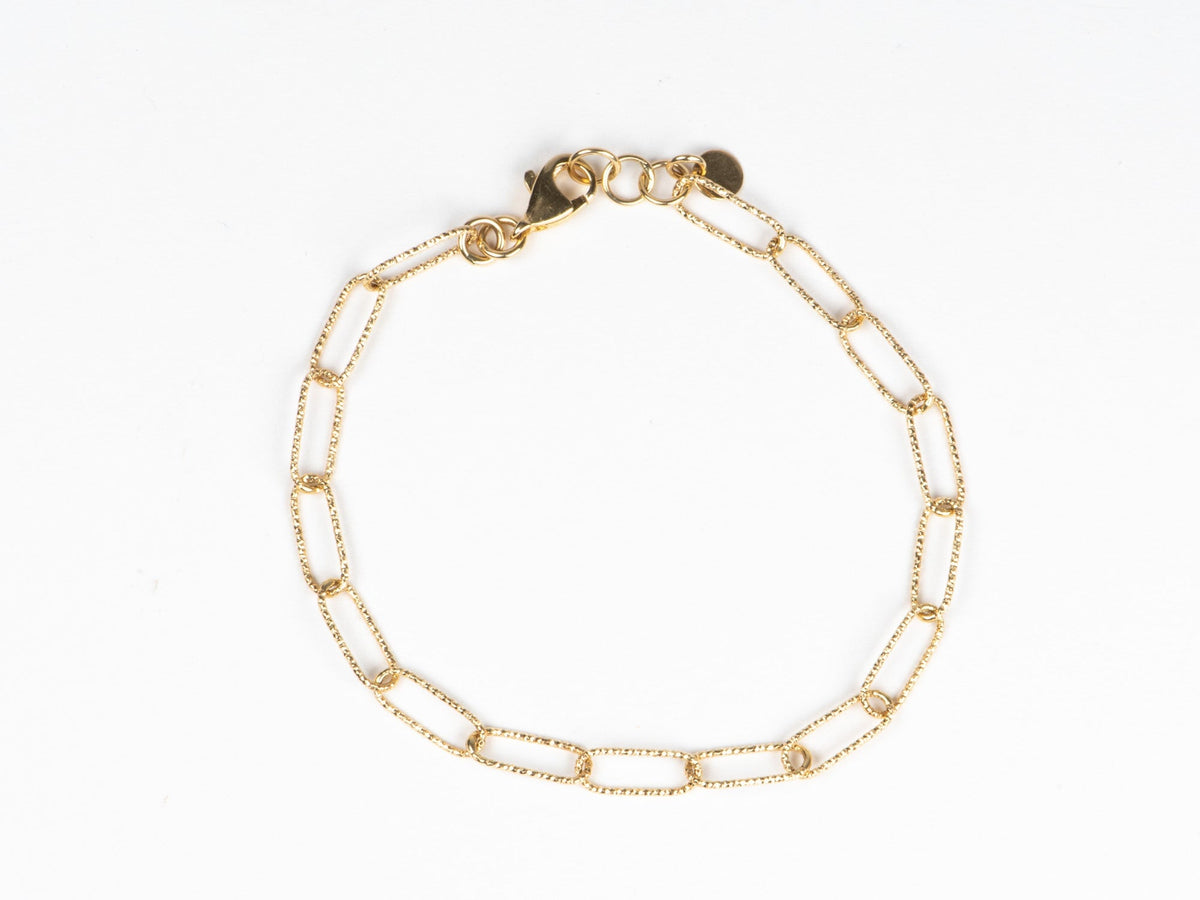 7.5" Diamond Cut Paperclip Link Bracelet 14K Gold R2084 Aurora Designer