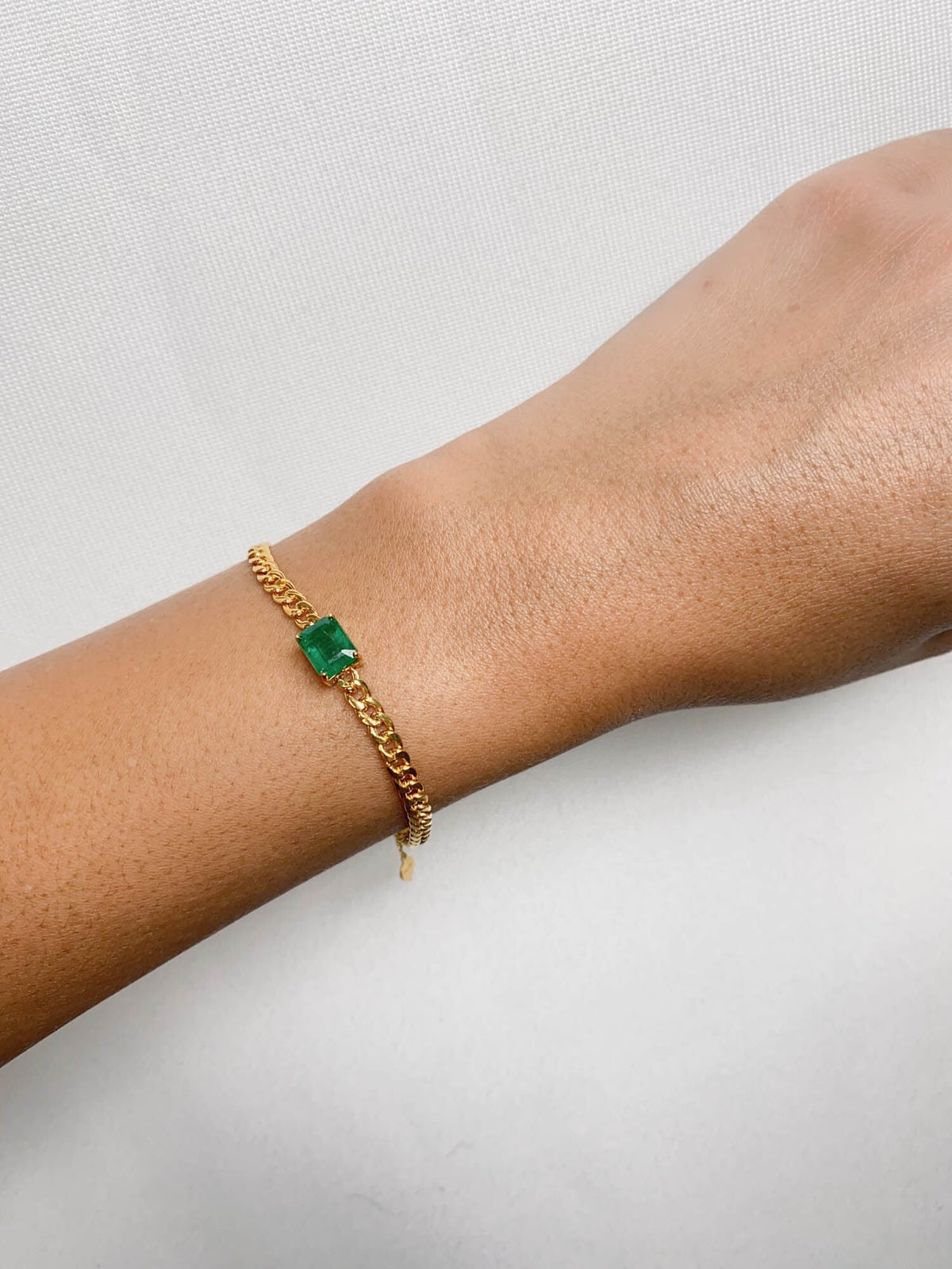 1.78ct Zambian Emerald Bracelet on Miami Cuban Chain 14K Gold R2085 Aurora Designer