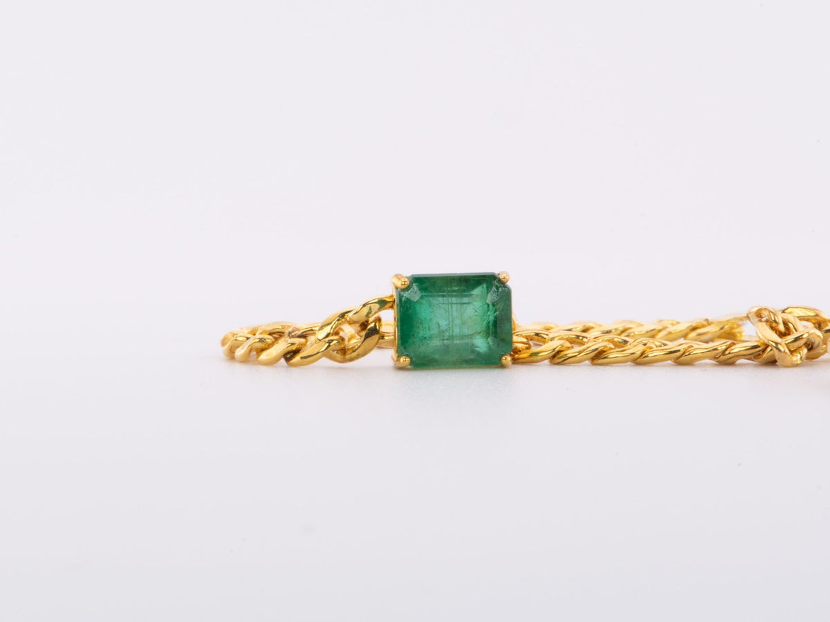 1.78ct Zambian Emerald Bracelet on Miami Cuban Chain 14K Gold R2085 Aurora Designer