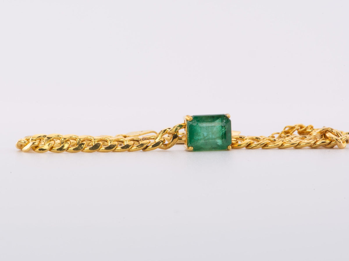 1.78ct Zambian Emerald Bracelet on Miami Cuban Chain 14K Gold R2085 Aurora Designer