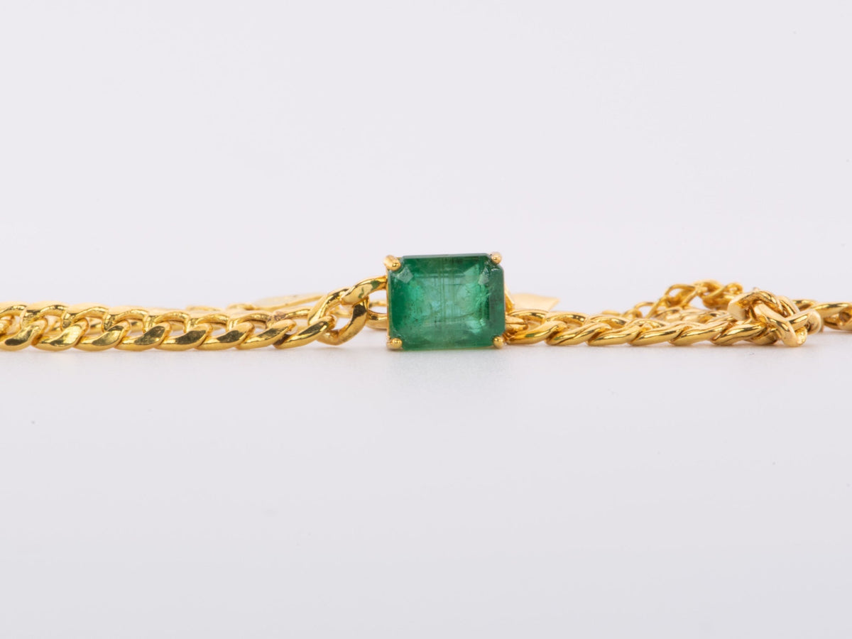 1.78ct Zambian Emerald Bracelet on Miami Cuban Chain 14K Gold R2085 Aurora Designer
