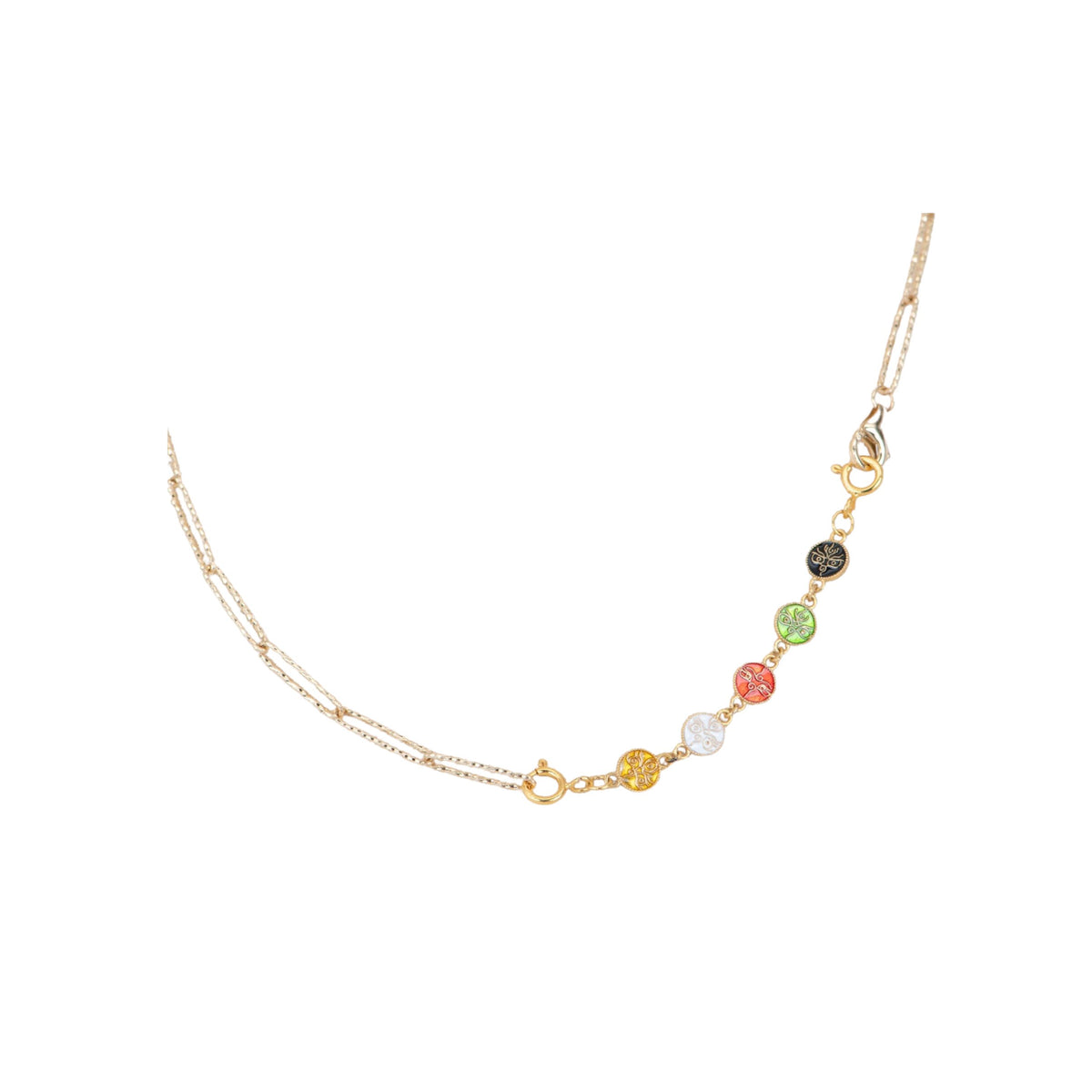18K Gold Chain Bracelet Extension 5.5cm Enamel Tribal Ethnic Design R2086 Aurora Designer