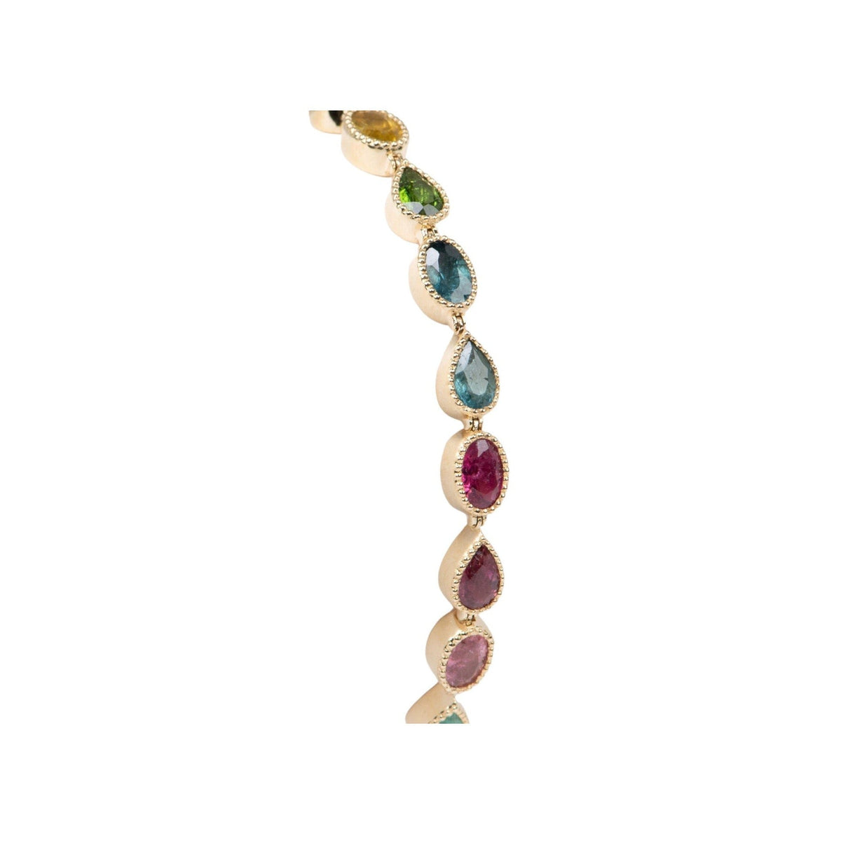 Rainbow Tourmaline Bracelet 14K Gold 7.5" R2087 Aurora Designer
