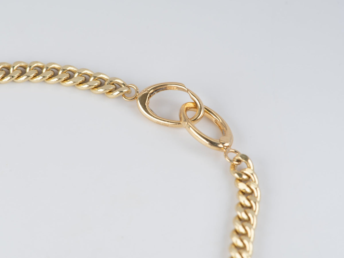 18K Gold 3.2mm Miami Cuban Chain Bracelet with Pearl Accent 7" R2092 Aurora Designer