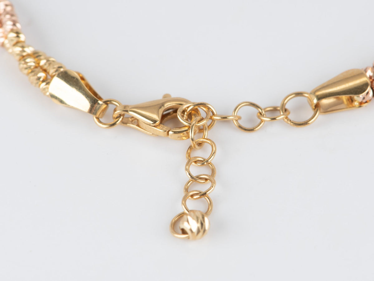 18K Gold Tri-Color Diamond Cut Sparkle Bead Bracelet R2093 Aurora Designer