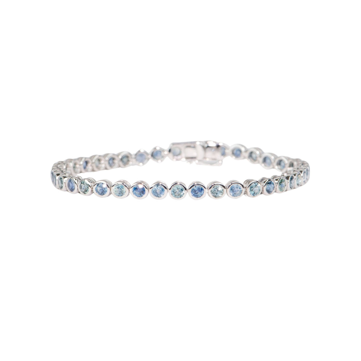 6.63ctw Montana Sapphire Bezel Set Bracelet 14K White Gold 7" R2095 Aurora Designer