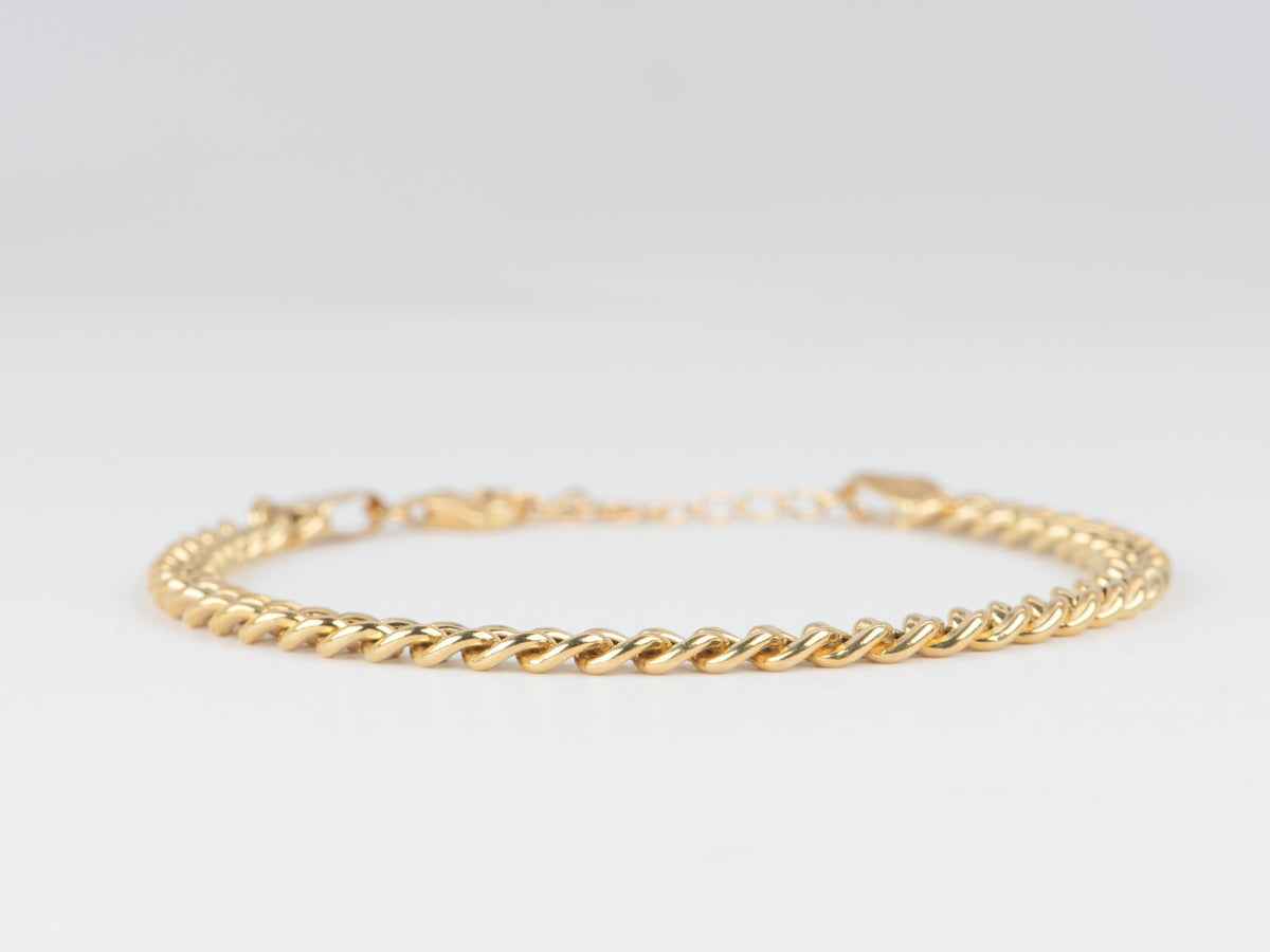 14K Gold Miami Cuban Chain Bracelet 7.5" 4.4mm Wide R2098 Aurora Designer