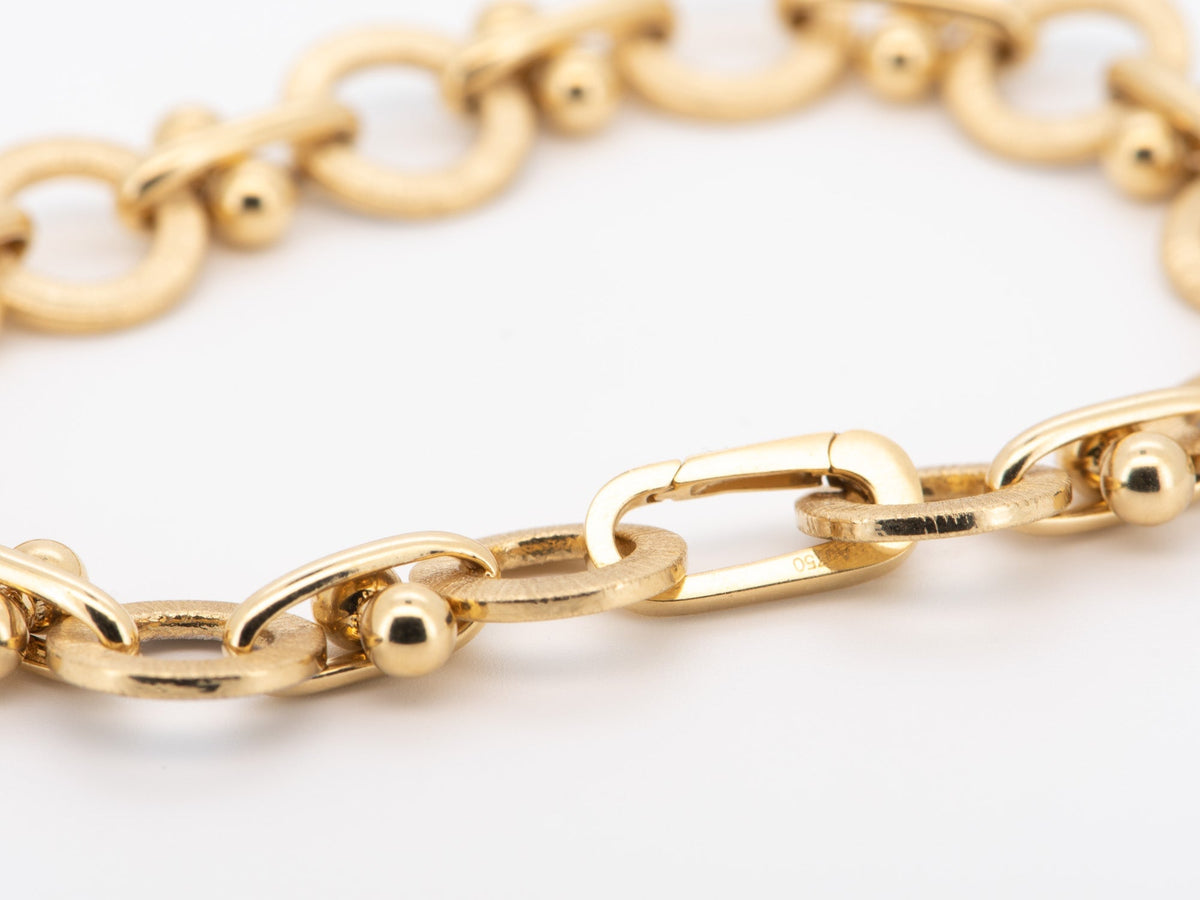 18K Gold Yellow and White Gold Brushed Finish Link Specialty Bracelet 6.5" R2101 Aurora Designer