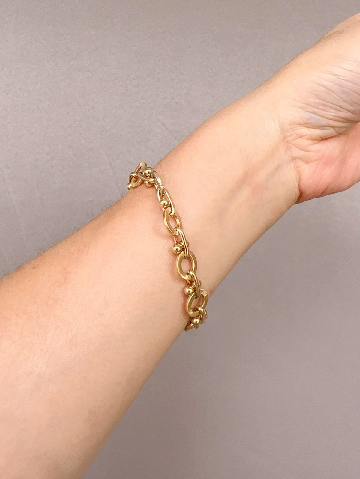 18K Gold Yellow and White Gold Brushed Finish Link Specialty Bracelet 6.5" R2101 Aurora Designer